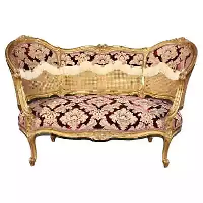 Fine Cane French Louis XV Gilded Settee Canape Circa 1900 • $1795.50