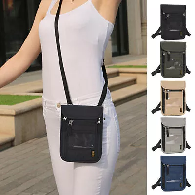 Unisex Crossbody Bag RFID Blocking Travel Wallet Passport Holder Neck Pouch Bags • £13.78