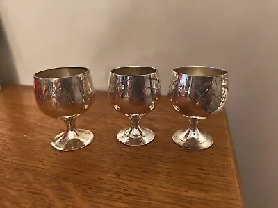 3 X EPNS Silver Plate Miniature Goblets.  Patterned Engraved  • £4.99