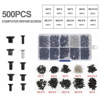 500pcs Universal Laptop Computer Tablet M2 M2.5 M3 Screws Assortment Repair Kit • £11.26