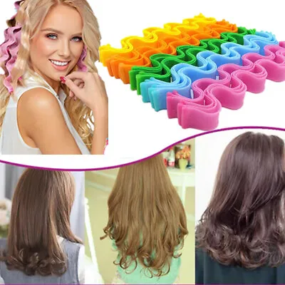 With Styling Hair Curlers Styling Heatless Hair Rollers Spiral Magic Curlers Kit • £3.90