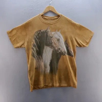 £12.88 • Buy The Mountain T Shirt Medium Brown Graphic Print Horses Short Sleeve Mens