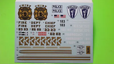 Amt 70 Chevy Impala 1/25 Decal Sheet Fire Chief Police Car Troy MI Pin Stripe • $14.99