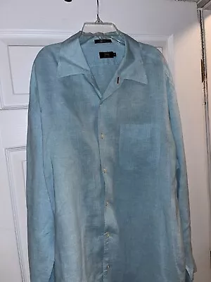 Lincs By David Chu Turquoise Linen Shirt Mens XL Button Down Long Sleeve • $29.99