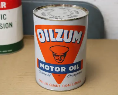 FULL NEAR MINT GRAPHIC 60's Era Vintage OILZUM MOTORCYCLE MOTOR OIL Old 1 Qt Can • $57