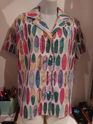 *NEW* Nasty Gal. Surf Board Print Shirt. Size 10 • £3.90