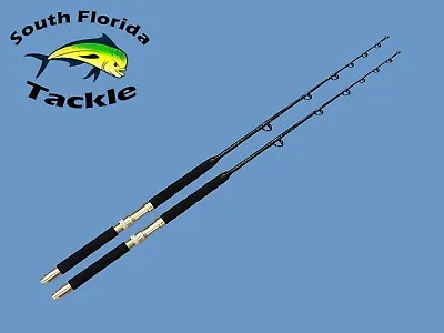 Two Pack 20-30 Lb Solid Fiberglass Blank Saltwater Trolling Fishing Rods • $118.99