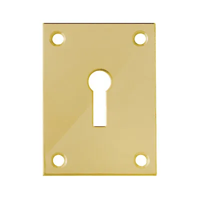 £3.49 • Buy Screw On Polished Brass Escutcheon Lock Keyhole Cover Repair Flat Plate-47x63mm