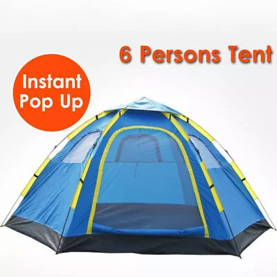 6 Person Camping Tent Instant Pop Up Camping Hiking Fishing Sets Up In Seconds • $53.59