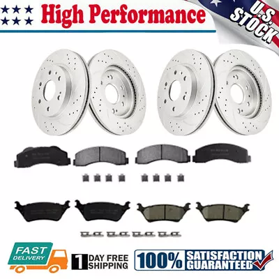 Front & Rear Drilled Disc Brake Rotors Pads Kit For Ford F-150 2012-2020 6 LUGS • $266.61