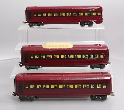 Marx Vintage O Gauge Tinplate Maroon 3-Car Passenger Set • $88.85