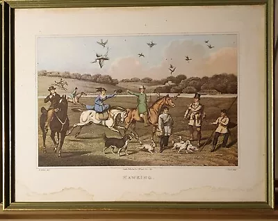 Framed Etching/Lithograph By Henry Alken 'Hawking' 15.5x12.5  Good Condition • £25