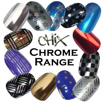 $16.71 • Buy Chrome Mirror Shiny CHIX NAILS Silver Gold Vinyl Nail Wraps Fingers Toes Foils
