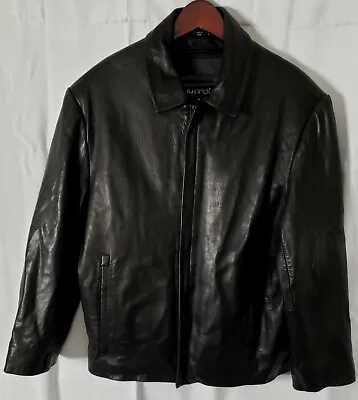 KASPER Mens Leather Coat Jacket W/ Removable Lining Size M Black Soft Leather • $59.62