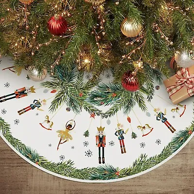 Holly Nutcracker Christmas Tree Skirt 36 Inch Winter Holiday Tree 36  Green Xa • $32.14