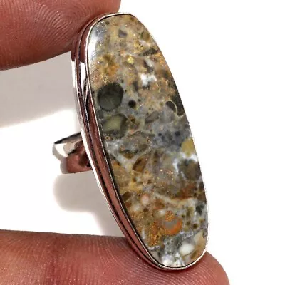 925 Silver Plated-Maligano Jasper Ethnic Gemstone RIng Jewelry US Size-7 MJ • $2.99