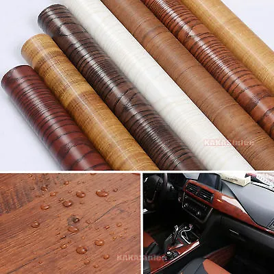 DIY Matte Glossy Wood Grain Textured Vinyl Wrap Sticker Car Home Interior Decors • $214.05