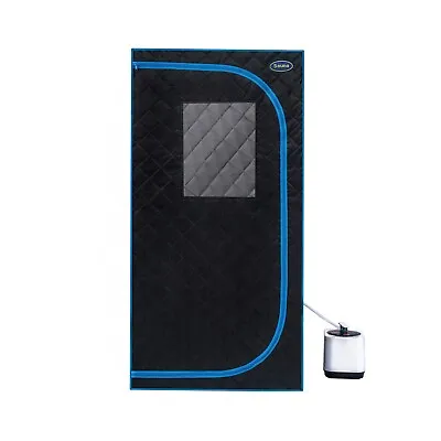 Portable Black Full Size Steam Sauna Tent–Personal Home Spa With Steam Generato • $307.99