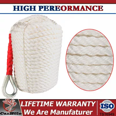 3/4 Inch 200FT Twisted 3 Strand Nylon Anchor Rope Braided Boat Line W/ Thimble • $79.59