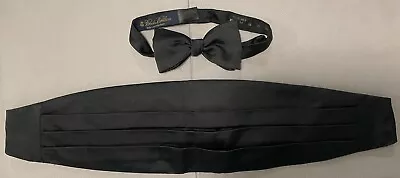 Brooks Brothers L/XL Four-Pleat Cummerbund & Pre-Tied Bow Tie Set Silk New • $29.99