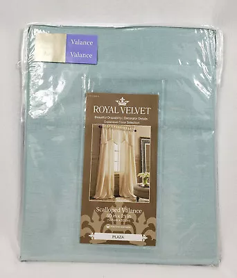 Royal Velvet Seamist Blue Plaza Thermal Lined Scalloped Valance 50 X21          • $29.99