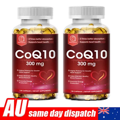 2X CoQ 10 Coenzyme Q10 Softgels 300mg 120 Capsules Cardiovascular Heart Health • $40.99
