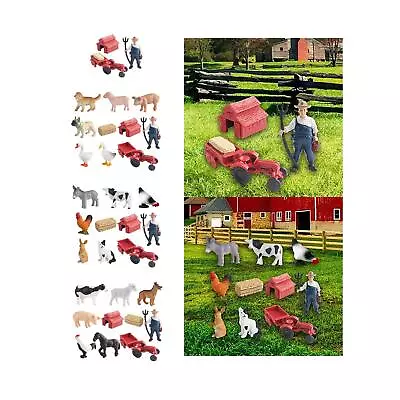 Realistic Mini Barn Farm Toys Tractor Playset Farm Animals Figures Set For Boys • £9.22