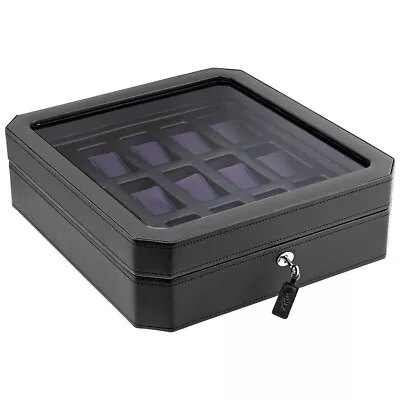 WOLF Windsor 15-Piece Watch Box Black/Purple 15 Watch Compartments • $509.52