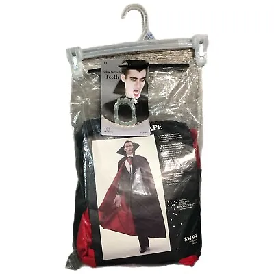 VAMPIRE Costume ADULT Count Dracula Halloween Fancy Dress Cape W/ Teeth OSFM • $25.99