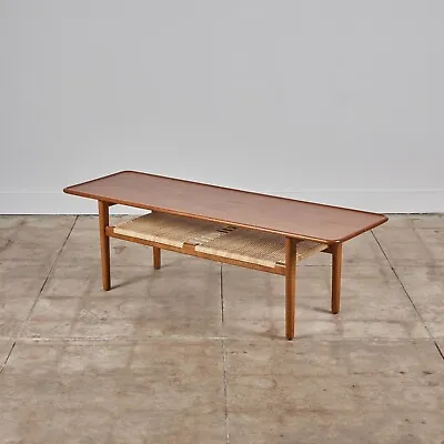 AT-10 Coffee Table With Cane Shelf By Hans Wegner For Andreas Tuck Denmark • $4800