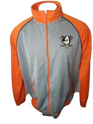 Vintage NHL Anaheim Mighty Ducks Orange Zippered Jacket Men's XL Carl Banks • $29.95
