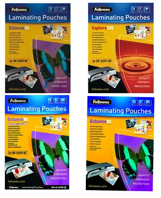Fellowes A4 Glossy And Matte Laminating Pouches 160 Or 250 Microns • £8.98