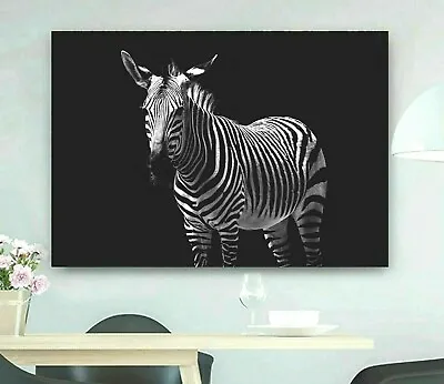 Zebra Black And White Deep Framed Canvas Printed Wall Art Print Poster Picture • £54.99