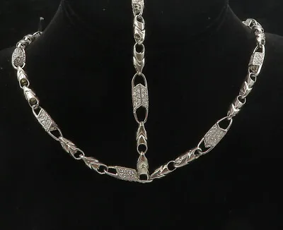 925 Sterling Silver - Vintage Sparkling Topaz Necklace & Bracelet Set - TR1549 • $255.99