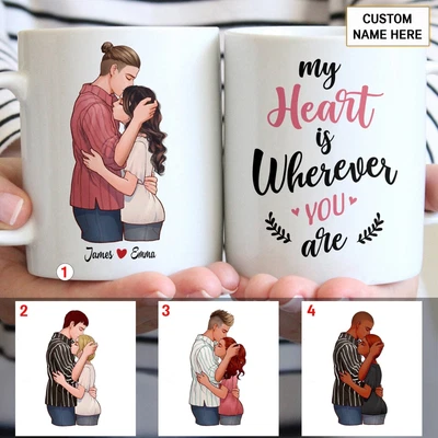 $26.99 • Buy Couple Mug My Heart Is Wherever You Are Mug Valentine Gifts For Her And Him