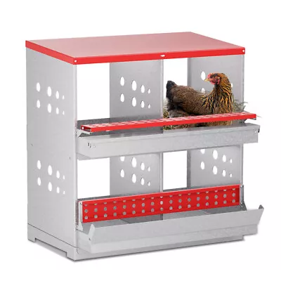 Chicken Nesting Box Hen Laying Nest Boxes 4 Hole Rollout Egg Collection Metal • $106.69