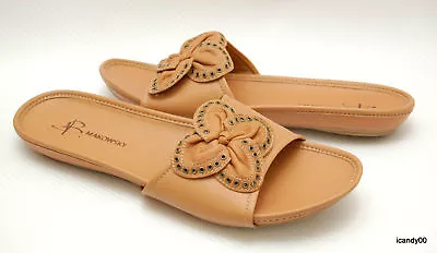 New B Makowsky Julie Flower Wedge Sandal Flat Brown *11 • $49.99