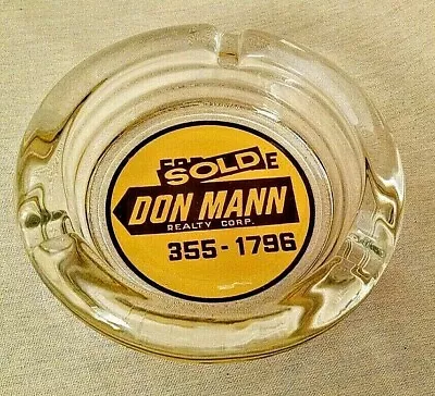 Don Mann Realty Corp Ashtray For Sale Sold Round Glass Yellow Brown Vintage. • $16.99