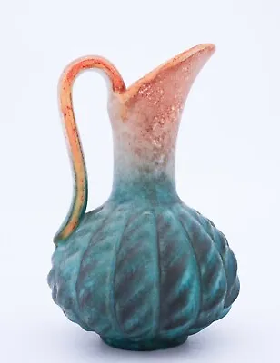 Green / Orange Ceramic Vase / Pitcher -  Michael Andersen & Son Denmark • $299