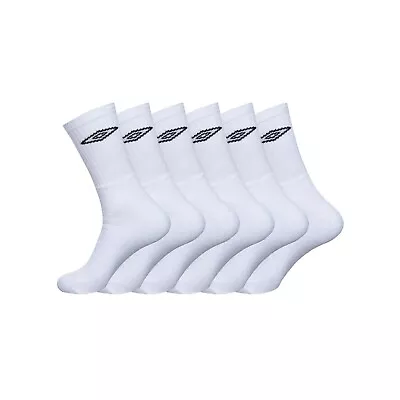 Umbro 6 Pack Men's Fitted Tennis Socks In White Size UK 6-8 • £11.99