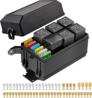 Nilight Fuse And Relay Block Waterproof Relay Fuse Box 12V 6 Slots Relay Block • $27.99