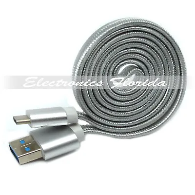 1FT Flat Nylon Braided USB-Type-C Data Sync Charger Charging Cable SILVER  • $6.24