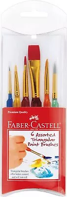 Faber-Castell Triangular Paint Brush Set - 6 Assorted Sizes - Paintbrushes For K • $20.99