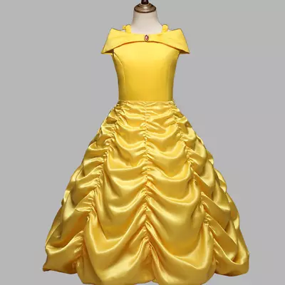 Princess Belle Yellow Off Shoulder Layered Costume Dress Little Girl 2-10 Years • $16.98