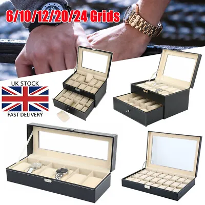 6-24 Grids Watch Boxes For Men Jewelry Display Organizer Case For Women Compact • £20.97