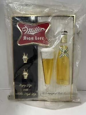 Vintage Miller High Life 3D Round Bottle And Glass Sign Plaque NOS In Plastic! • $179.99