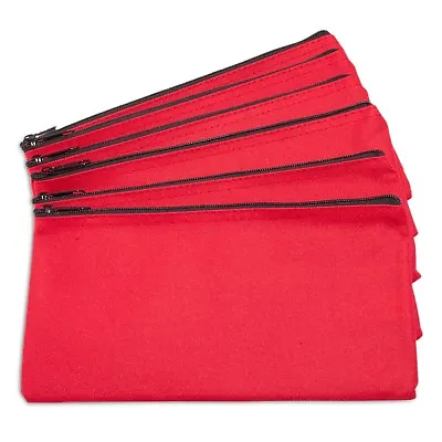 DALIX Zipper Bank Deposit Money Bags Cash Coin Pouch 6 Pack In Red • $12.98