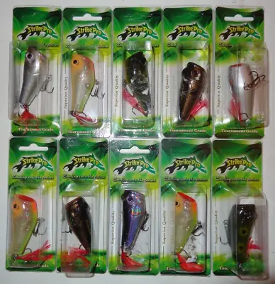 $36 • Buy Lot Of 10 New Assorted Strike Pro 2-3/16  Topwater Popper Fishing Lures JL-131