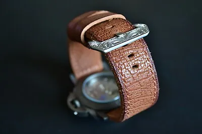 Watch Strap Handmade Genuine Leather Watch Band Camel Grained Leather 22 24 26mm • £56.89