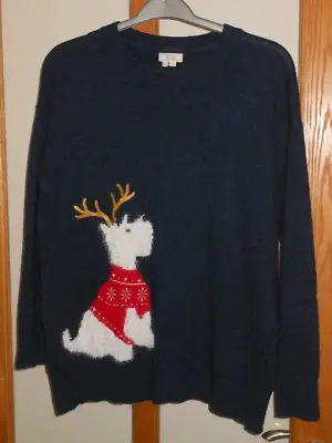 FAT FACE & Shelter - Ladies Navy Dog Christmas Jumper - Size 18 • $36.09